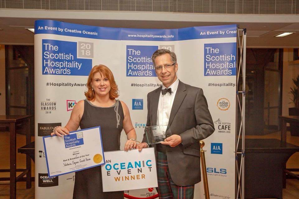 Victoria Square – Scottish Hospitality Awards B&B of the of the year 2018. Award Winners